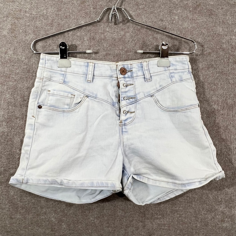 Denim Co Jean Shorts Womens 6 Light Wash High Waist Button Fly Western Boho